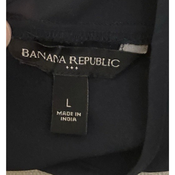 Banana Republic Womens Dark Blouse Size Large Navy Silky Office Dressy Top - Picture 5 of 10